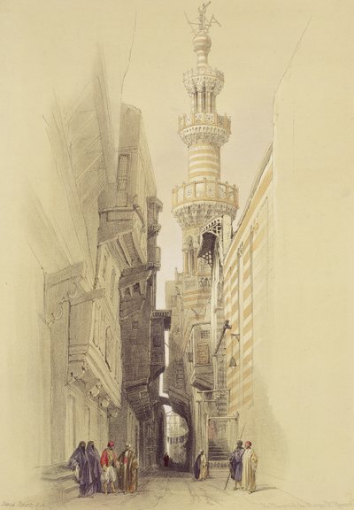 The Minaret of the Mosque of El Rhamree, Cairo, from Egypt and Nubia, Vol.3 by David Roberts